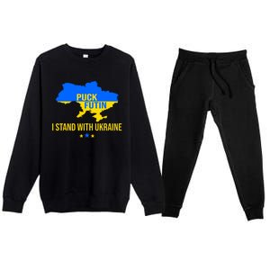 Puck Futin I Stand With Ukraine Support Flag Premium Crewneck Sweatsuit Set