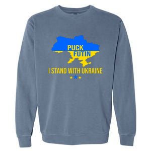 Puck Futin I Stand With Ukraine Support Flag Garment-Dyed Sweatshirt