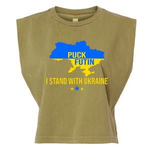 Puck Futin I Stand With Ukraine Support Flag Garment-Dyed Women's Muscle Tee