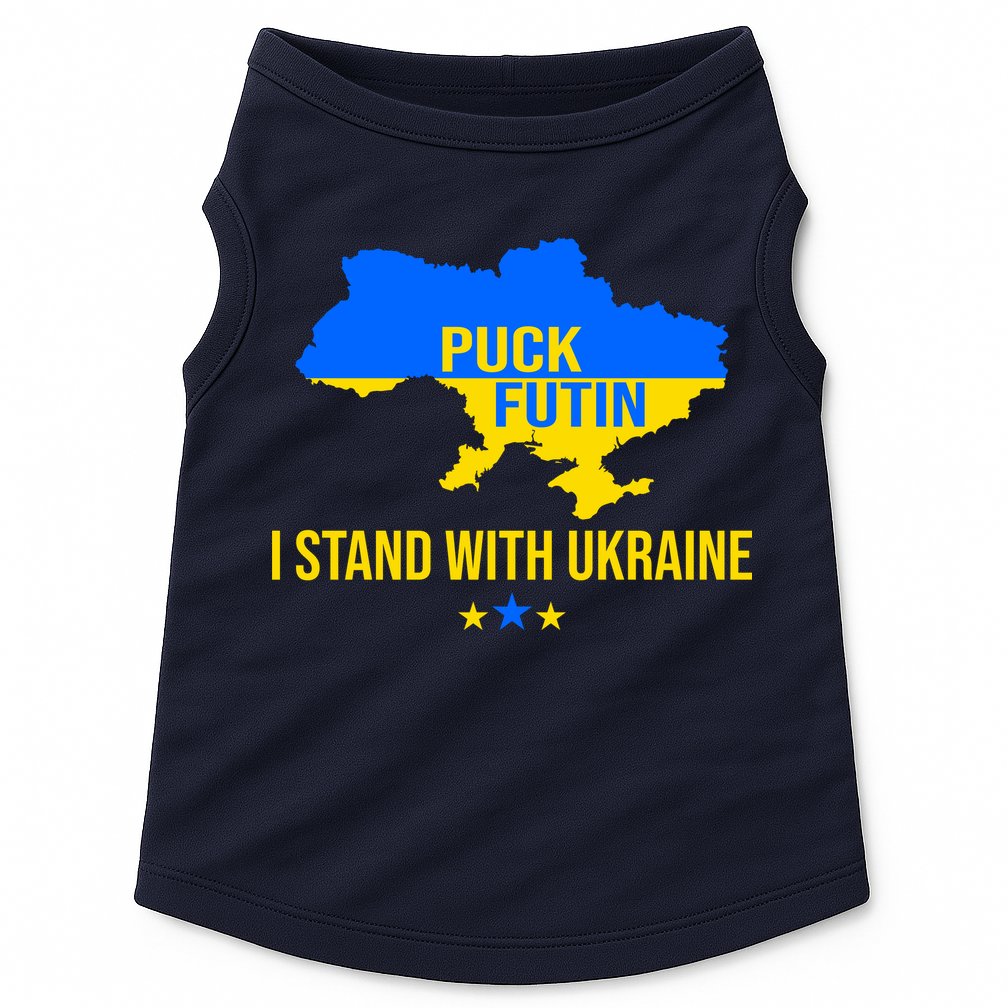 Puck Futin I Stand With Ukraine Support Flag Doggie Tank
