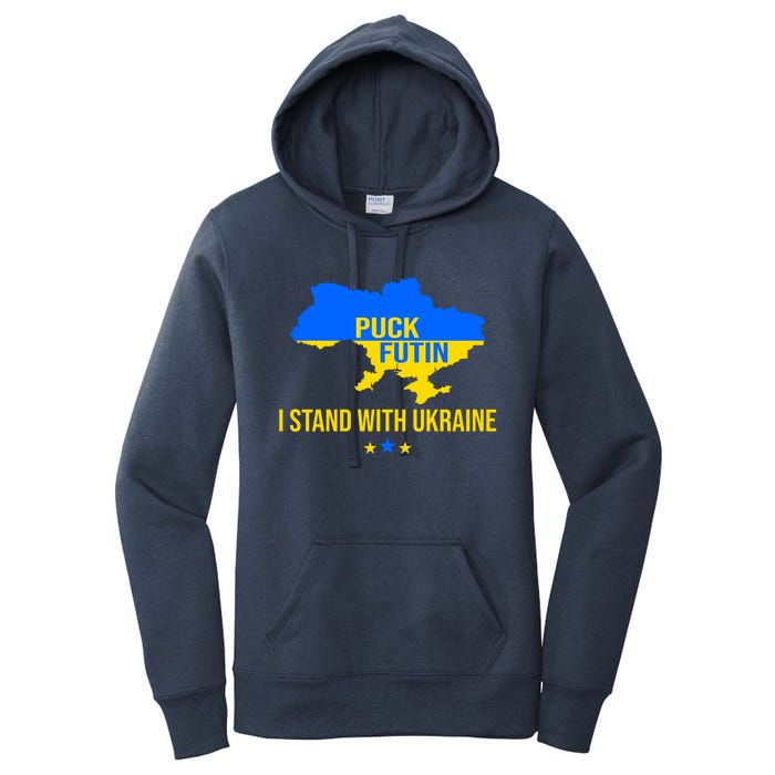 Puck Futin I Stand With Ukraine Support Flag Women's Pullover Hoodie