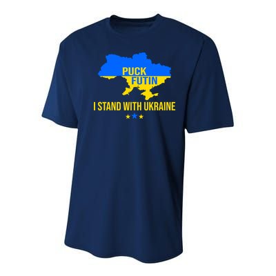 Puck Futin I Stand With Ukraine Support Flag Youth Performance Sprint T-Shirt