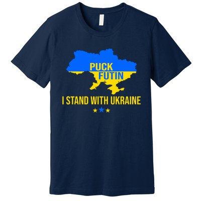 Puck Futin I Stand With Ukraine Support Flag Premium T-Shirt