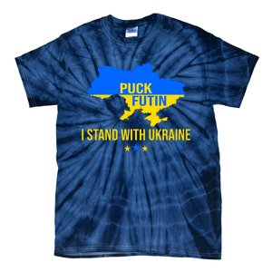 Puck Futin I Stand With Ukraine Support Flag Tie-Dye T-Shirt