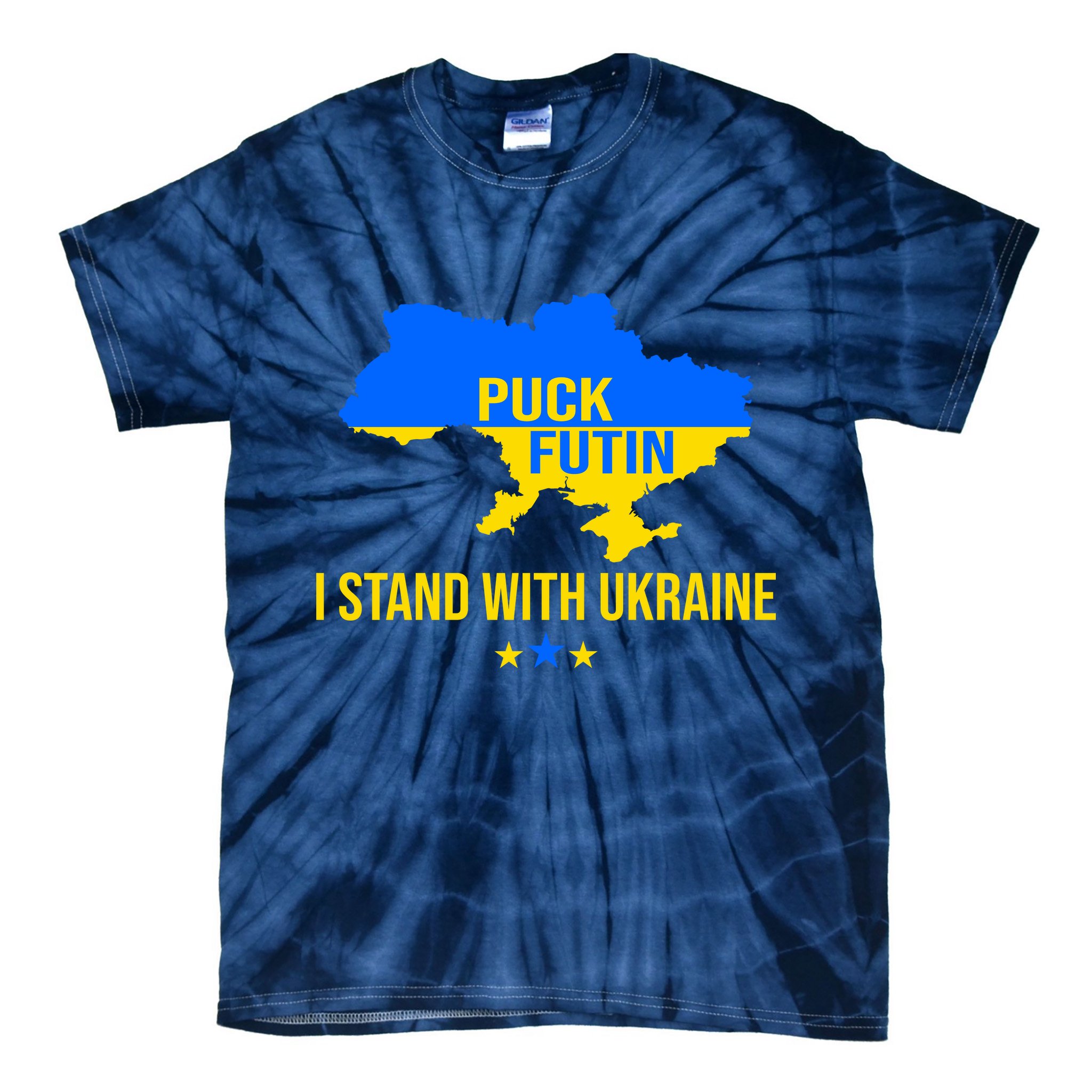 Puck Futin I Stand With Ukraine Support Flag Tie-Dye T-Shirt