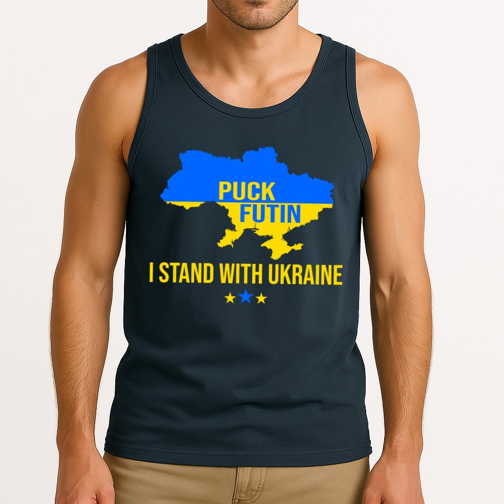 Puck Futin I Stand With Ukraine Support Flag Tank Top