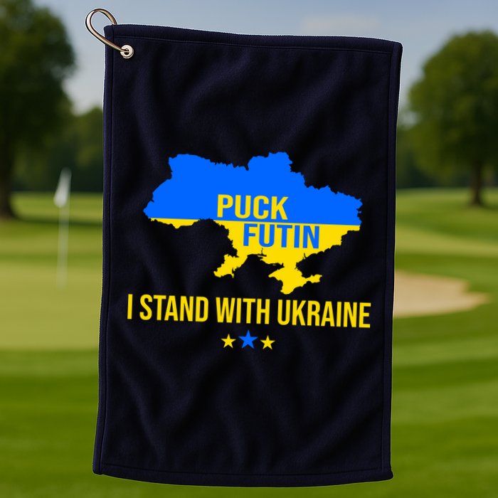 Puck Futin I Stand With Ukraine Support Flag Golf Towel
