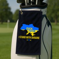 Puck Futin I Stand With Ukraine Support Flag Golf Towel