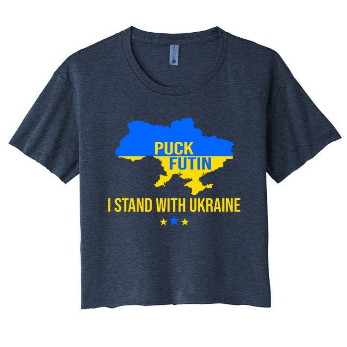 Puck Futin I Stand With Ukraine Support Flag Women's Crop Top Tee