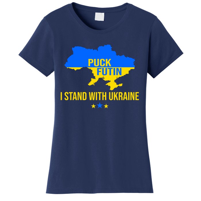 Puck Futin I Stand With Ukraine Support Flag Women's T-Shirt