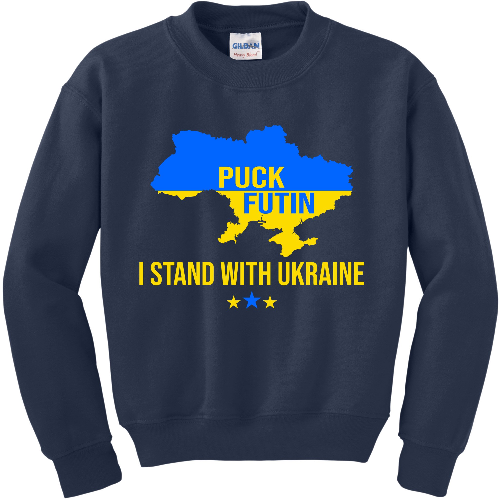 Puck Futin I Stand With Ukraine Support Flag Kids Sweatshirt