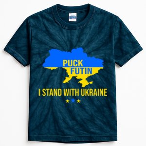 Puck Futin I Stand With Ukraine Support Flag Kids Tie-Dye T-Shirt