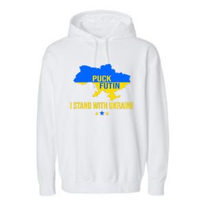 Puck Futin I Stand With Ukraine Support Flag Garment-Dyed Fleece Hoodie