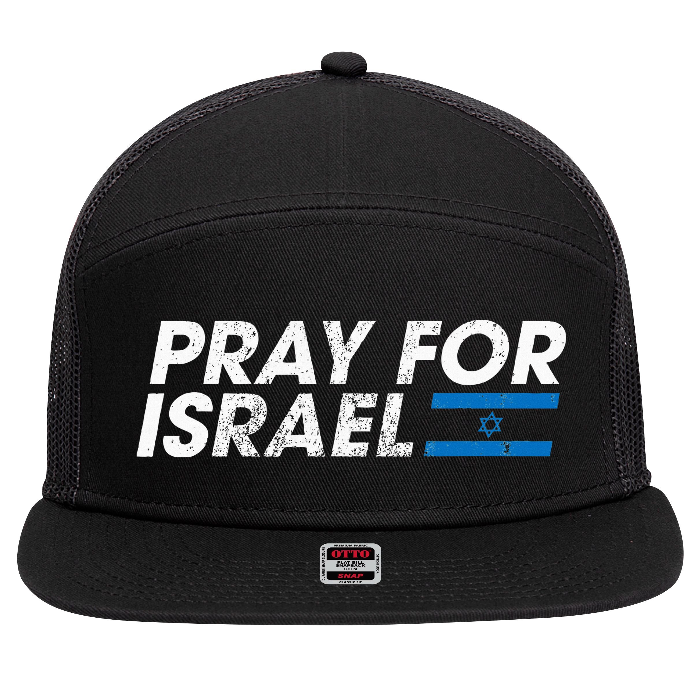 Pray for Israel Psalm 122 6 Israel Flag Christian Inspiring 7 Panel Mesh Trucker Snapback Hat