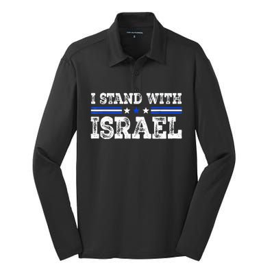 Pray For Israel I Stand With Israel Jewish Heritage Israeli Silk Touch Performance Long Sleeve Polo