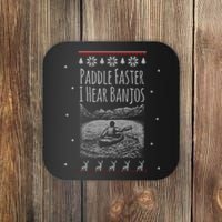 Paddle Faster I Hear Banjos Ugly Canoeing Christmas Sweater Gift Coaster