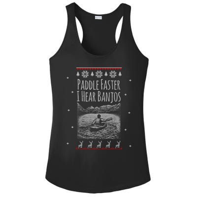 Paddle Faster I Hear Banjos Ugly Canoeing Christmas Sweater Gift Ladies PosiCharge Competitor Racerback Tank