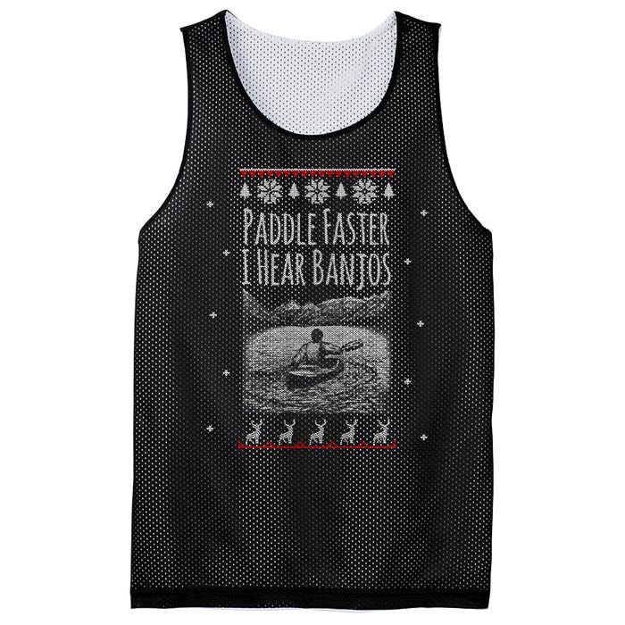 Paddle Faster I Hear Banjos Ugly Canoeing Christmas Sweater Gift Mesh Reversible Basketball Jersey Tank