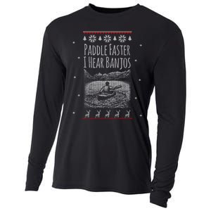 Paddle Faster I Hear Banjos Ugly Canoeing Christmas Sweater Gift Cooling Performance Long Sleeve Crew