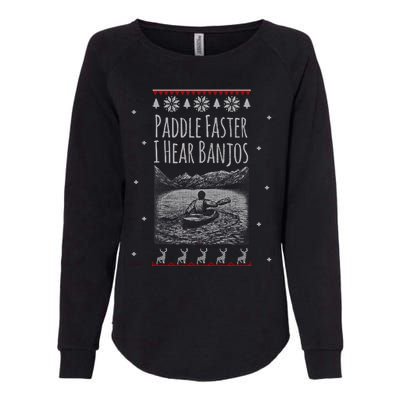 Paddle Faster I Hear Banjos Ugly Canoeing Christmas Sweater Gift Womens California Wash Sweatshirt