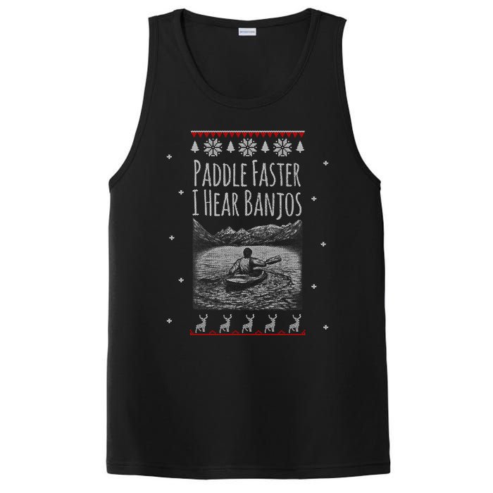 Paddle Faster I Hear Banjos Ugly Canoeing Christmas Sweater Gift PosiCharge Competitor Tank