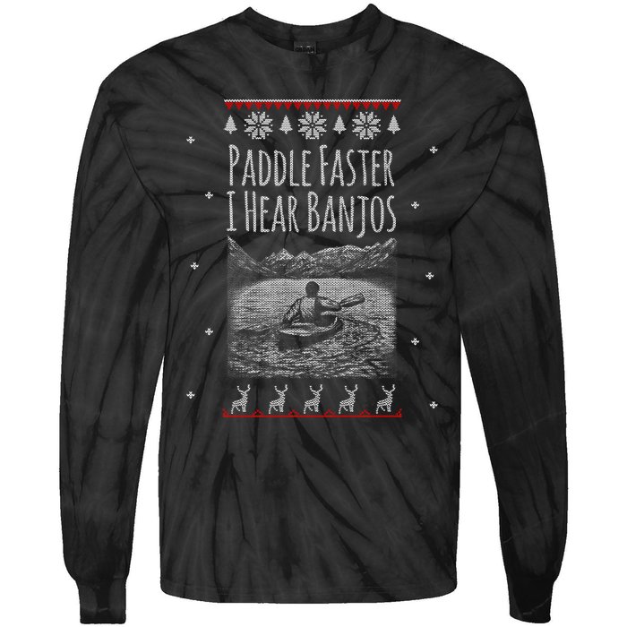 Paddle Faster I Hear Banjos Ugly Canoeing Christmas Sweater Gift Tie-Dye Long Sleeve Shirt