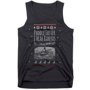 Paddle Faster I Hear Banjos Ugly Canoeing Christmas Sweater Gift Tank Top