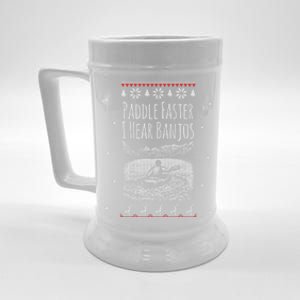 Paddle Faster I Hear Banjos Ugly Canoeing Christmas Sweater Gift Beer Stein