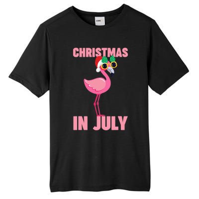 Pink Flamingo in Santa Hat Christmas In July Girl Tall Fusion ChromaSoft Performance T-Shirt