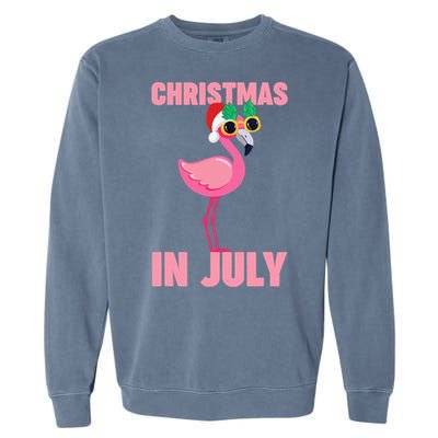 Pink Flamingo in Santa Hat Christmas In July Girl Garment-Dyed Sweatshirt