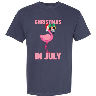 Pink Flamingo in Santa Hat Christmas In July Girl Garment-Dyed Heavyweight T-Shirt