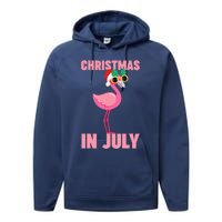 Pink Flamingo in Santa Hat Christmas In July Girl Performance Fleece Hoodie