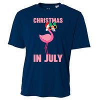 Pink Flamingo in Santa Hat Christmas In July Girl Cooling Performance Crew T-Shirt