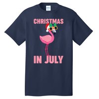 Pink Flamingo in Santa Hat Christmas In July Girl Tall T-Shirt