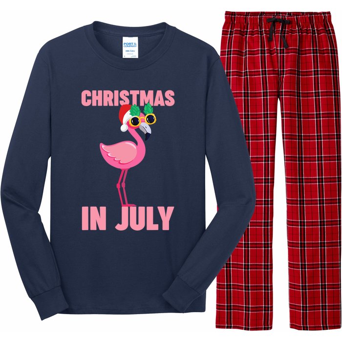 Pink Flamingo in Santa Hat Christmas In July Girl Long Sleeve Pajama Set