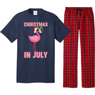 Pink Flamingo in Santa Hat Christmas In July Girl Pajama Set