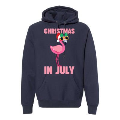 Pink Flamingo in Santa Hat Christmas In July Girl Premium Hoodie