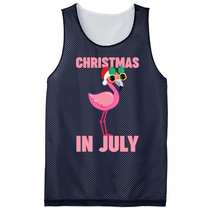 Pink Flamingo in Santa Hat Christmas In July Girl Mesh Reversible Basketball Jersey Tank