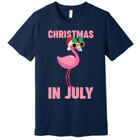 Pink Flamingo in Santa Hat Christmas In July Girl Premium T-Shirt