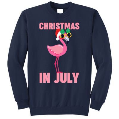 Pink Flamingo in Santa Hat Christmas In July Girl Tall Sweatshirt