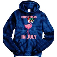 Pink Flamingo in Santa Hat Christmas In July Girl Tie Dye Hoodie