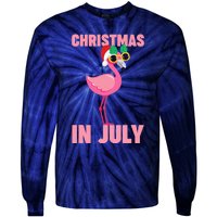 Pink Flamingo in Santa Hat Christmas In July Girl Tie-Dye Long Sleeve Shirt