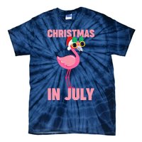 Pink Flamingo in Santa Hat Christmas In July Girl Tie-Dye T-Shirt