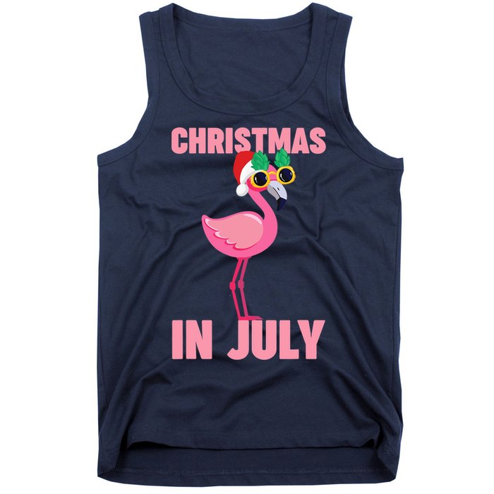 Pink Flamingo in Santa Hat Christmas In July Girl Tank Top