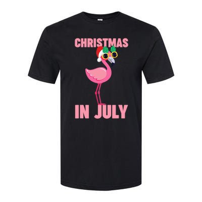 Pink Flamingo in Santa Hat Christmas In July Girl Softstyle CVC T-Shirt