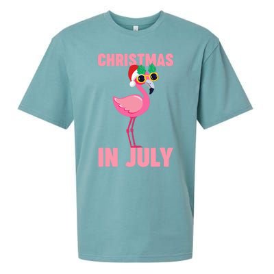 Pink Flamingo in Santa Hat Christmas In July Girl Sueded Cloud Jersey T-Shirt