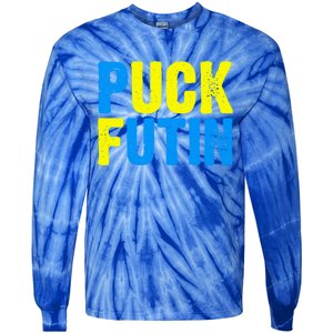 Puck Futin I Stand With Ukraine Lover Ukrainian Flag Cool Gift Tie-Dye Long Sleeve Shirt