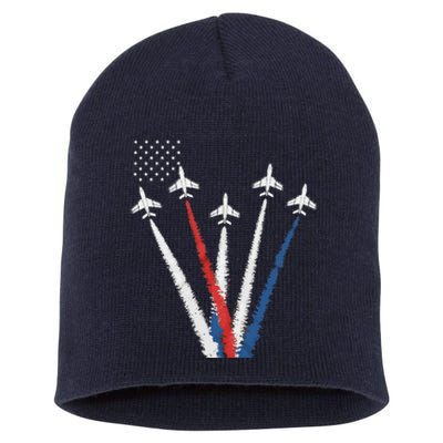 Patriotic Fighter Jet 4th Of July Usa Flag Short Acrylic Beanie