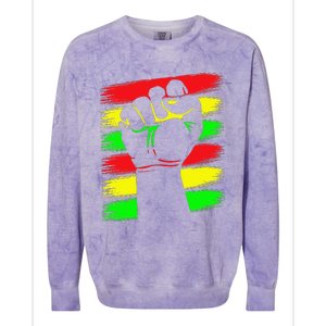 Power Fist Juneteenth Cool Black History African American Colorblast Crewneck Sweatshirt