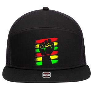 Power Fist Juneteenth Cool Black History African American 7 Panel Mesh Trucker Snapback Hat